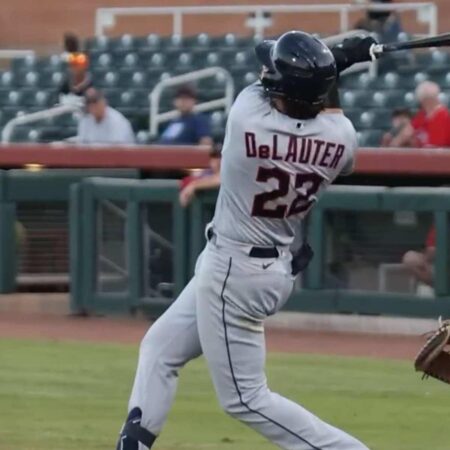 Chase DeLauter Exits Arizona Fall League, Joe Lampe Steps In to Take His Spot